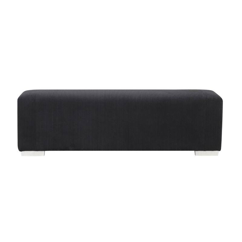 Furniture of America Goffney Chenille Bench with Fireplace Simulator and Bluetooth Audio
