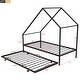preview thumbnail 10 of 29, Minimal Design Metal Twin House Bed with Trundle