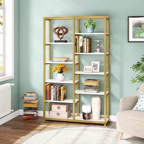 70-inch Bookshelf 10-shelf Open Bookcase - 70.86'' H x 39.37'' W x 11.8 ...