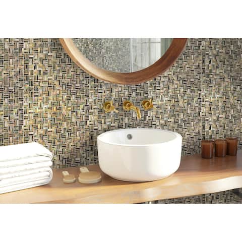 Apollo Tile 5 pack Beige and Brown 11.5-in. x 11.5-in.Weave Polished Natural Shell Mosaic Tile (18.05 Sq ft/case)