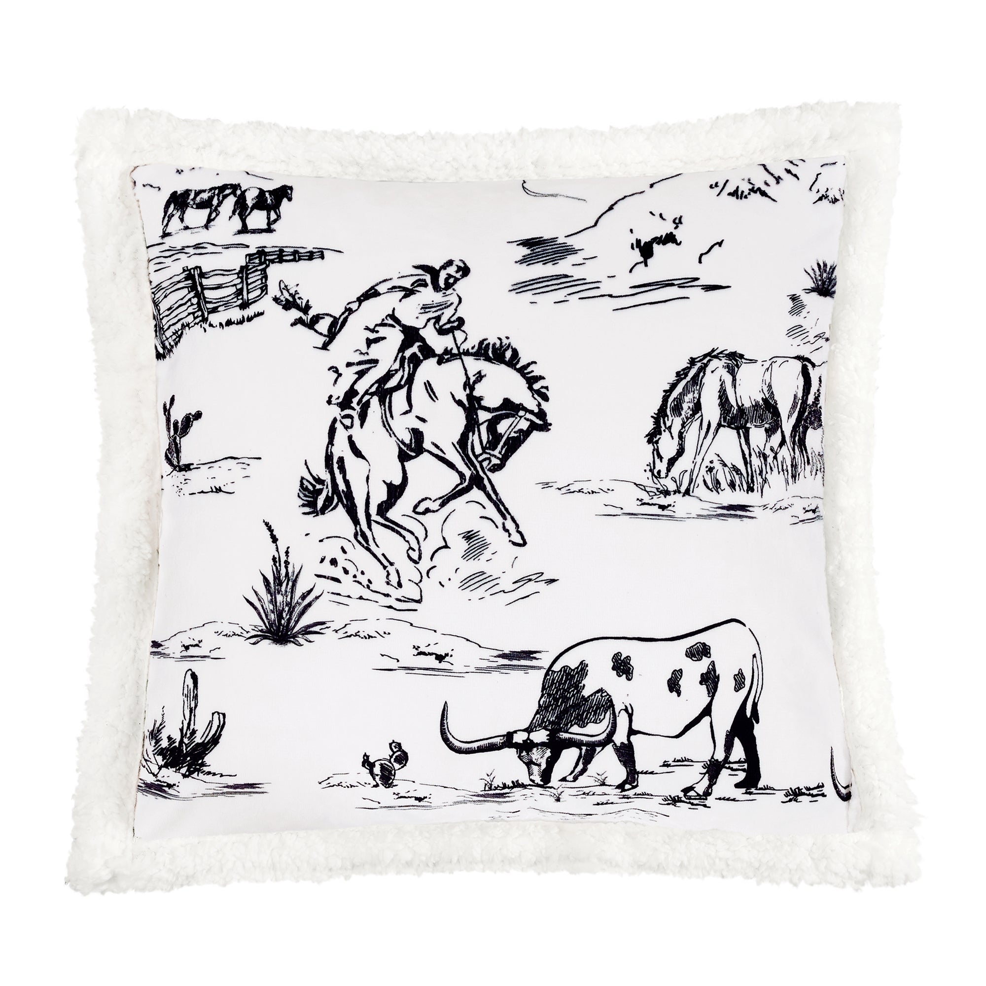 Indigo Hill by HiEnd Accents Ranch Life Western Toile Campfire Sherpa Throw Pillow 18 x18 Bed Bath Beyond 39126401