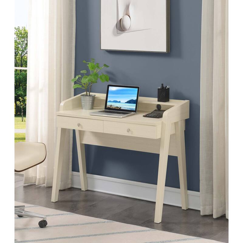 Convenience Concepts Newport Deluxe 2 Drawer Desk with Shelf - Ivory