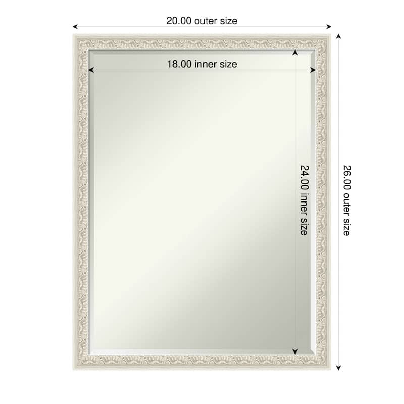 Bethany Half-Inch-Bevel Wood Framed Wall Mirror - 20 x 26 in - Bethany Silver