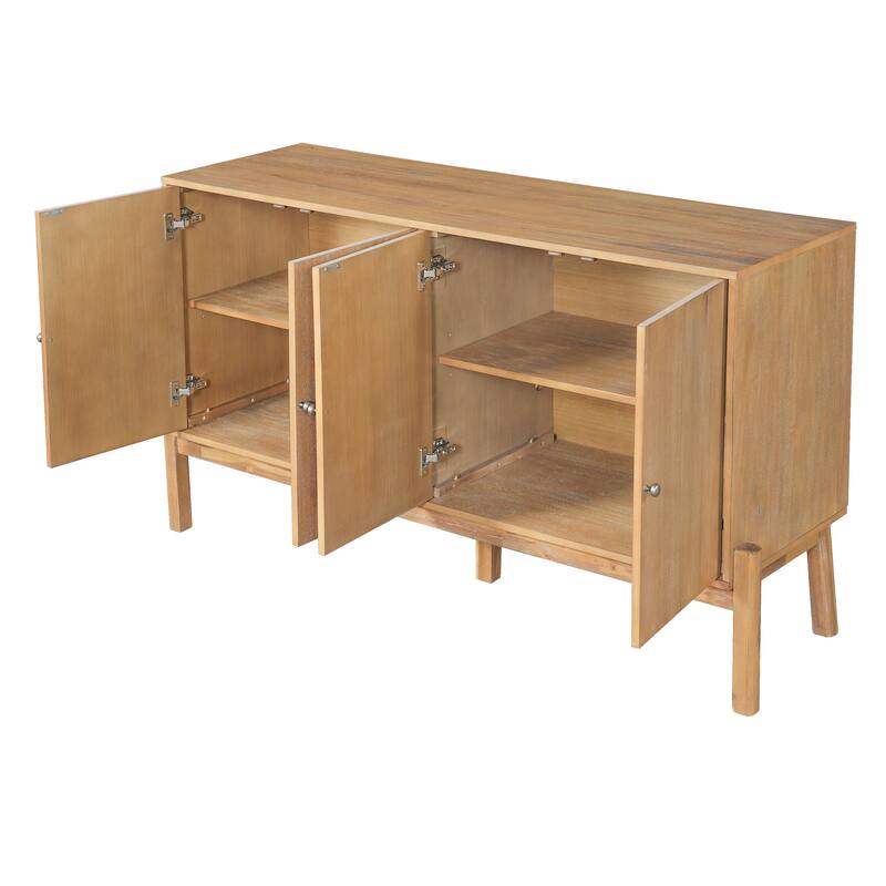 Roomfitters Vintage 4-Door Sideboard Buffet Cabinet with Acacia Veneer, 60 Inch Wide