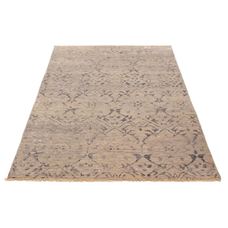 ECARPETGALLERY Hand-knotted Mystique Light Grey Silk, Wool Rug - 5' 10" x 9'