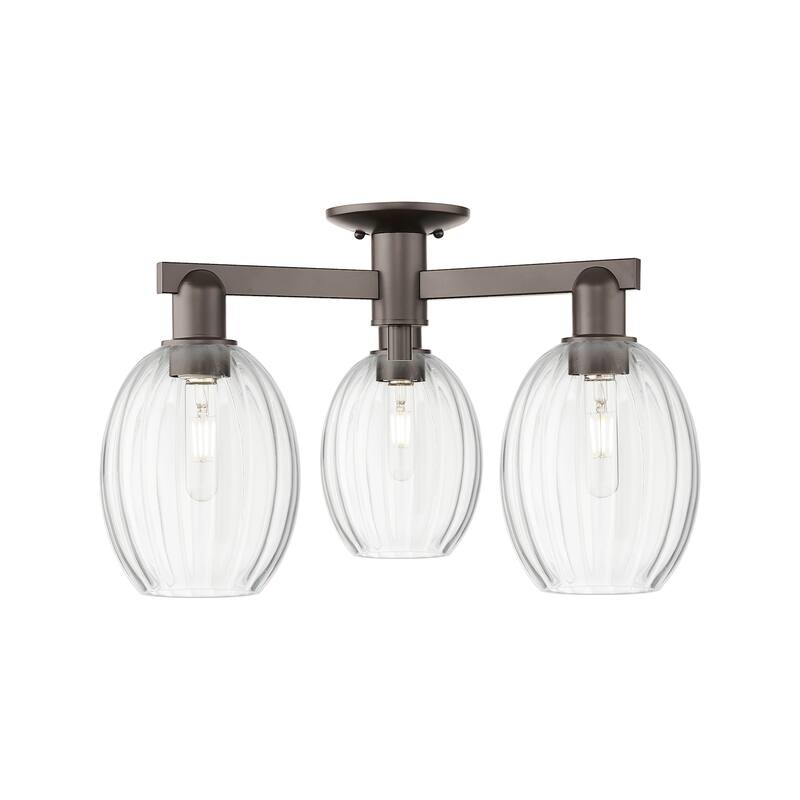 Innovations Lighting 716-3F-13-24 Preston Semi-Flush Preston 3 Light - Oil Rubbed Bronze / Clear