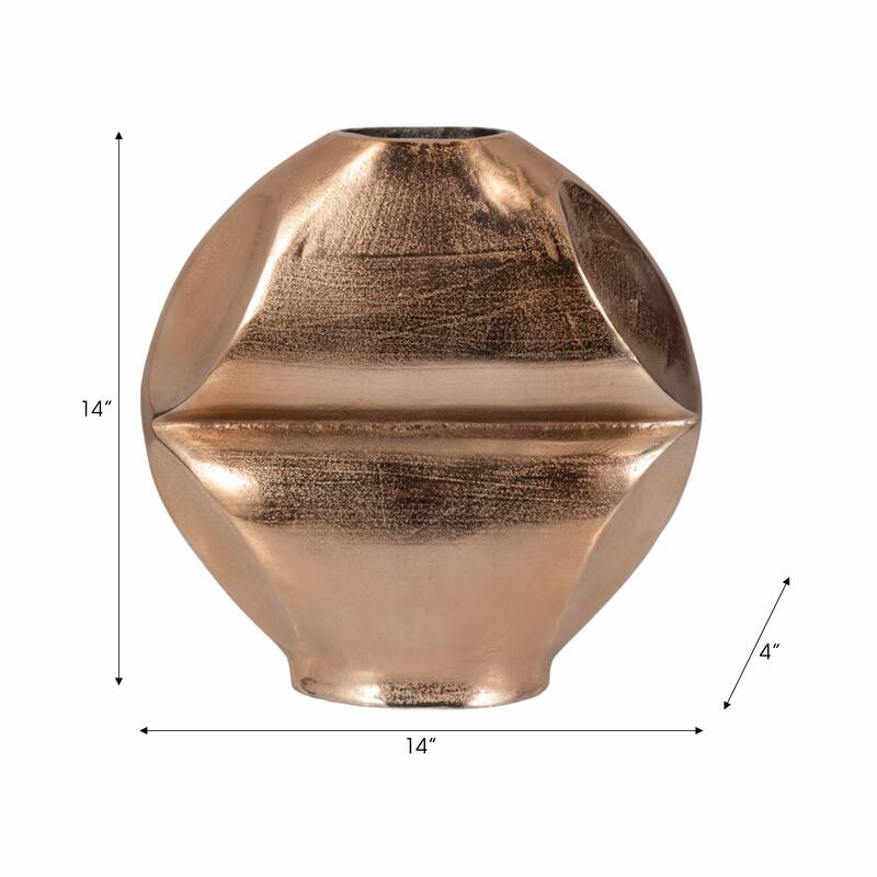 Metal Byram Slit Design Decorative Vase - Champagne, 14 in.