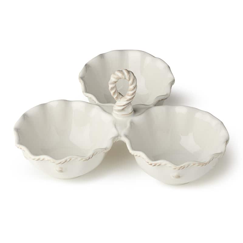 Certified International Heritage 3 Section 8oz. Condiment Server with Handle - 9.25'' W x 9'' D x 4.75'' H