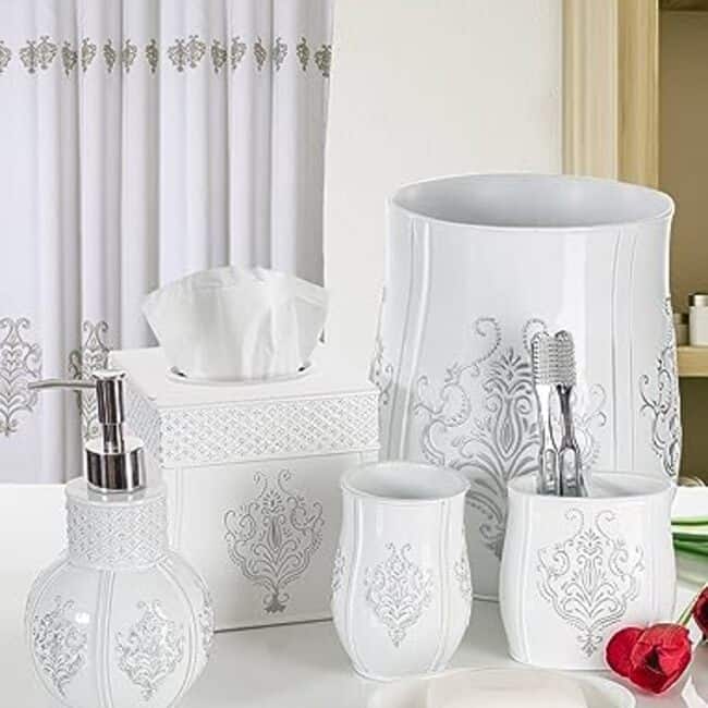 Creative Scents Vintage White Elegant Bathroom Trash Can