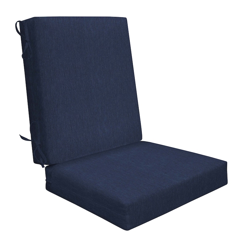Outdoor Highback Dining Chair Cushion - Solid Indigo Blue