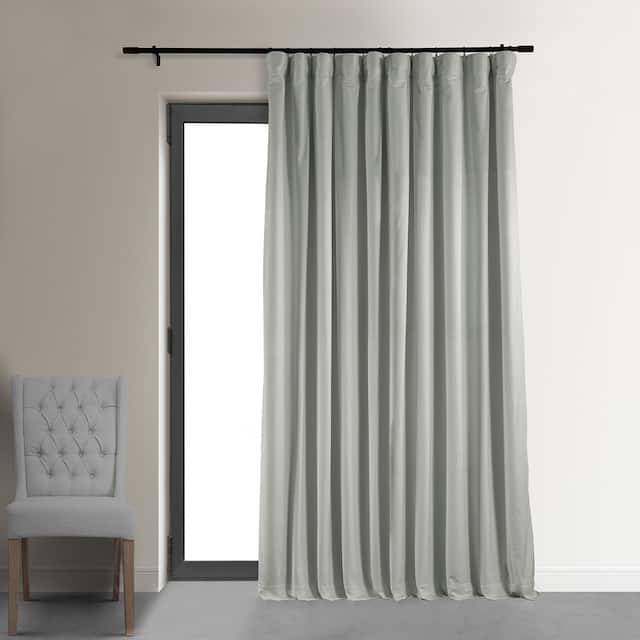 Exclusive Fabrics Signature Extra Wide Blackout Velvet Curtain (1 Panel) - Reflection Grey - 100 x 108