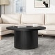 preview thumbnail 6 of 6, Round Coffee Table Ribbed Pedestal Coffee Table