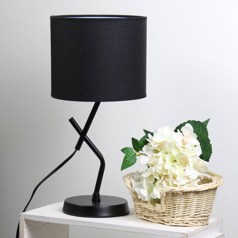 Abstract Angular Table Lamp with Drum Shade - 17" - Black