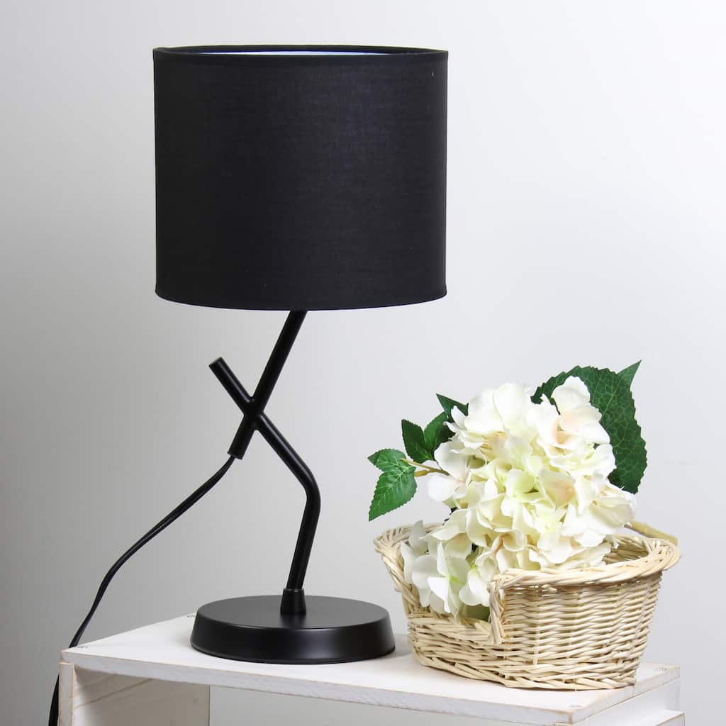 Abstract Angular Table Lamp with Drum Shade - 17" - Black