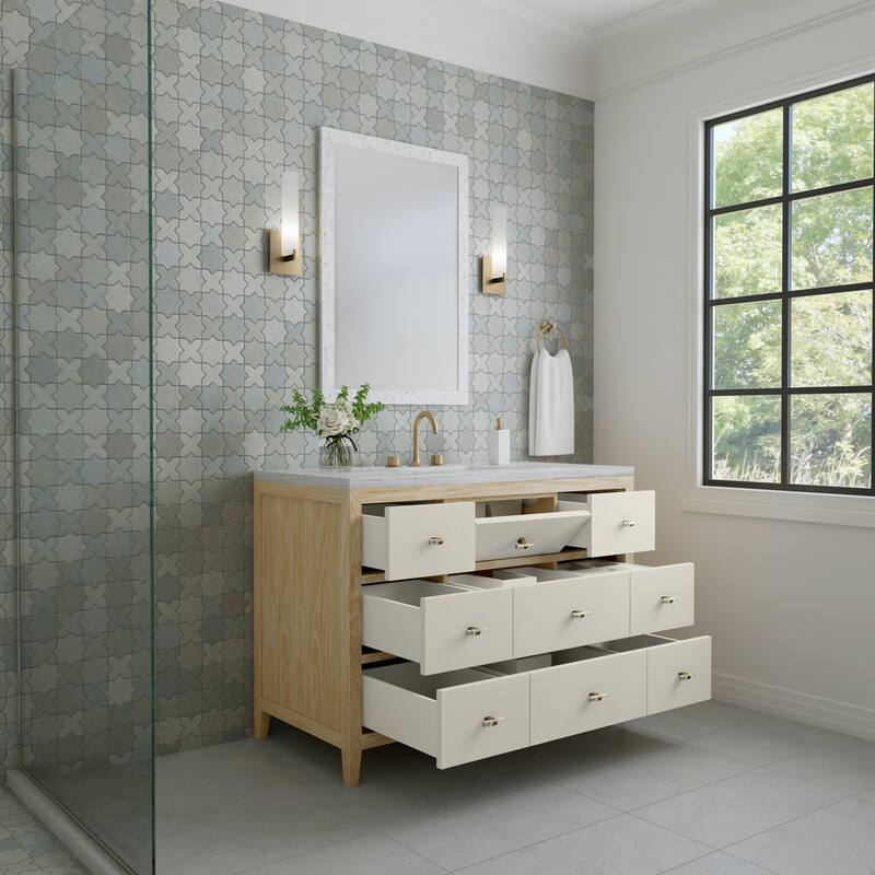 James Martin Vanities Celeste 48" Single Vanity, Sunwashed Oak with Embossed Shagreen