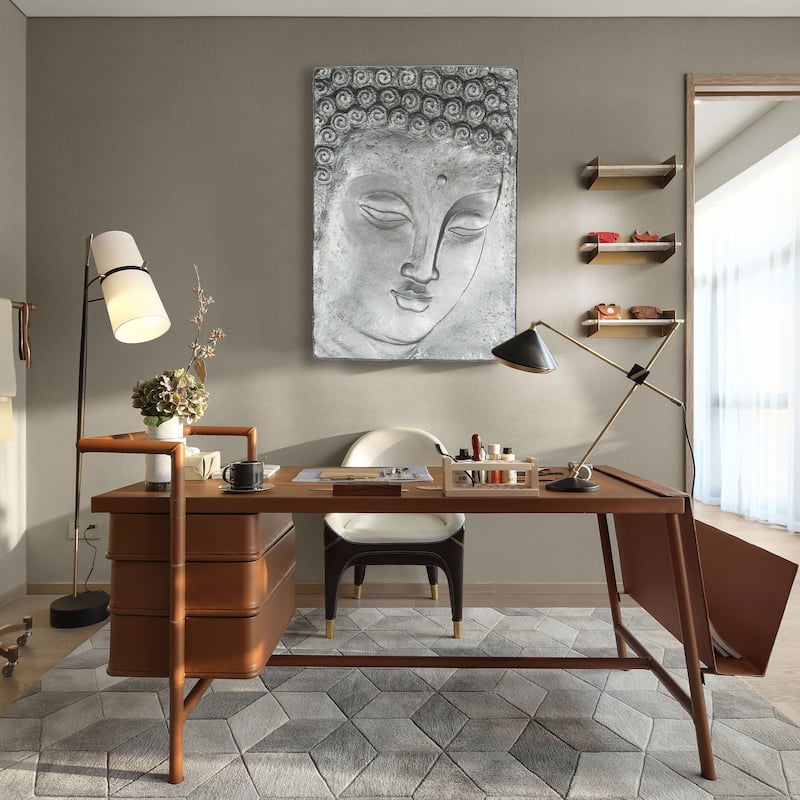 HUJI Silver Buddha Plate Wall Decor
