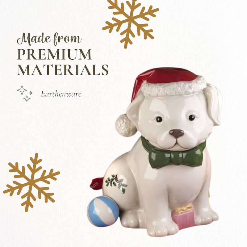 Spode Christmas Tree Puppy Cookie Jar - 9.25" D x 10" H