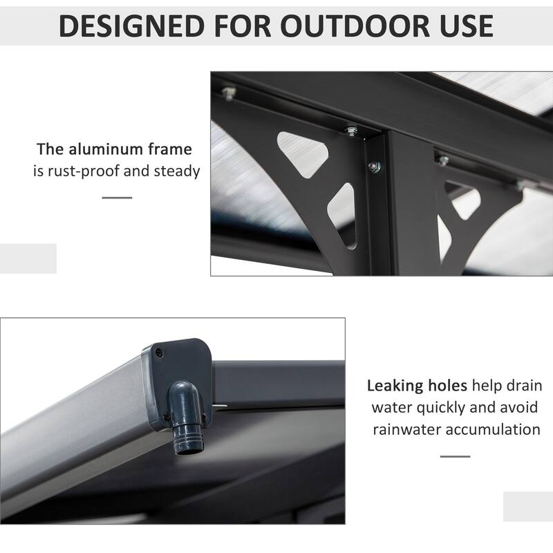 Outsunny 16.5' x 10' Outdoor Polycarbonate Pergola, Transparent UV Blocking Awning, Hardtop Deck Gazebo with Adjustable