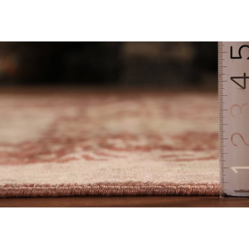 Contemporary Abstract Indian Area Rug Handmade Brown Wool Carpet - 6'8"x 9'10"