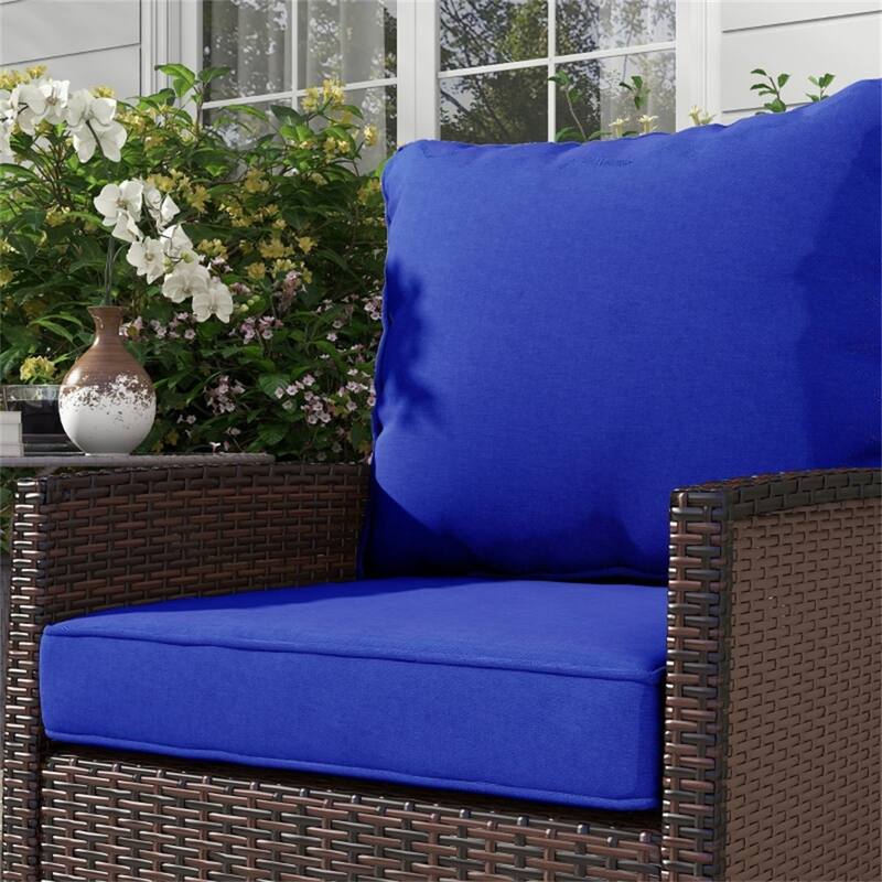 Navy Blue Yarn-Dyed Fabric Sofa Cushions with Soft Resilient Filling Set of 2 - Back Cushion: 25" L x 22.4" W x 6.5" H