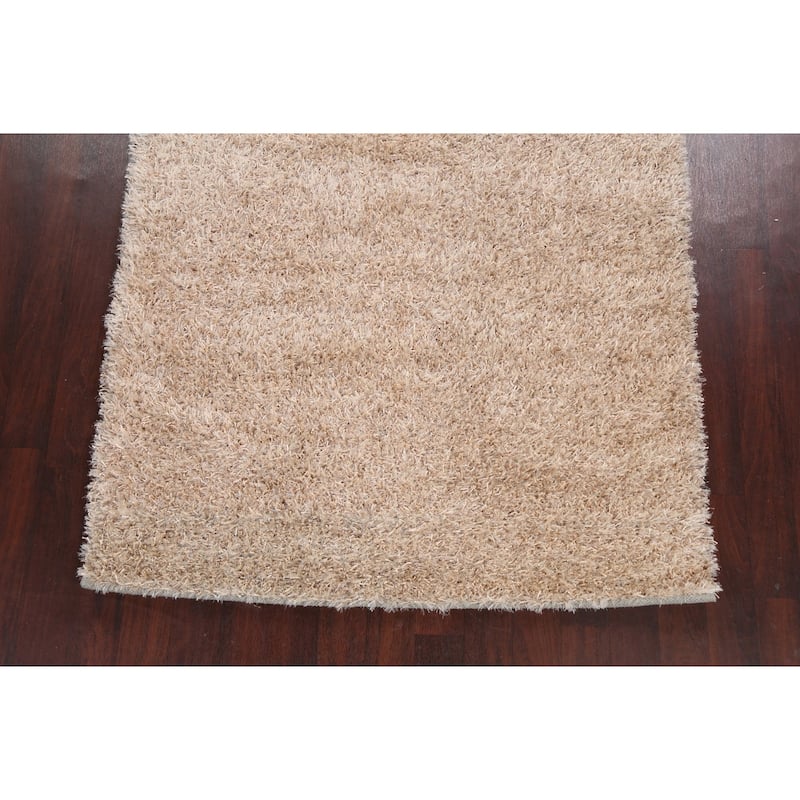 Contemporary Plush Shaggy Oriental Area Rug Hand-tufted Foyer Carpet - 5'5" x 7'3"