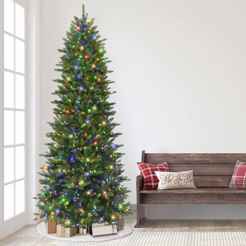 9' LED Slim Fraser Fir Artificial Christmas Tree, Color Select Lights - 9 Foot