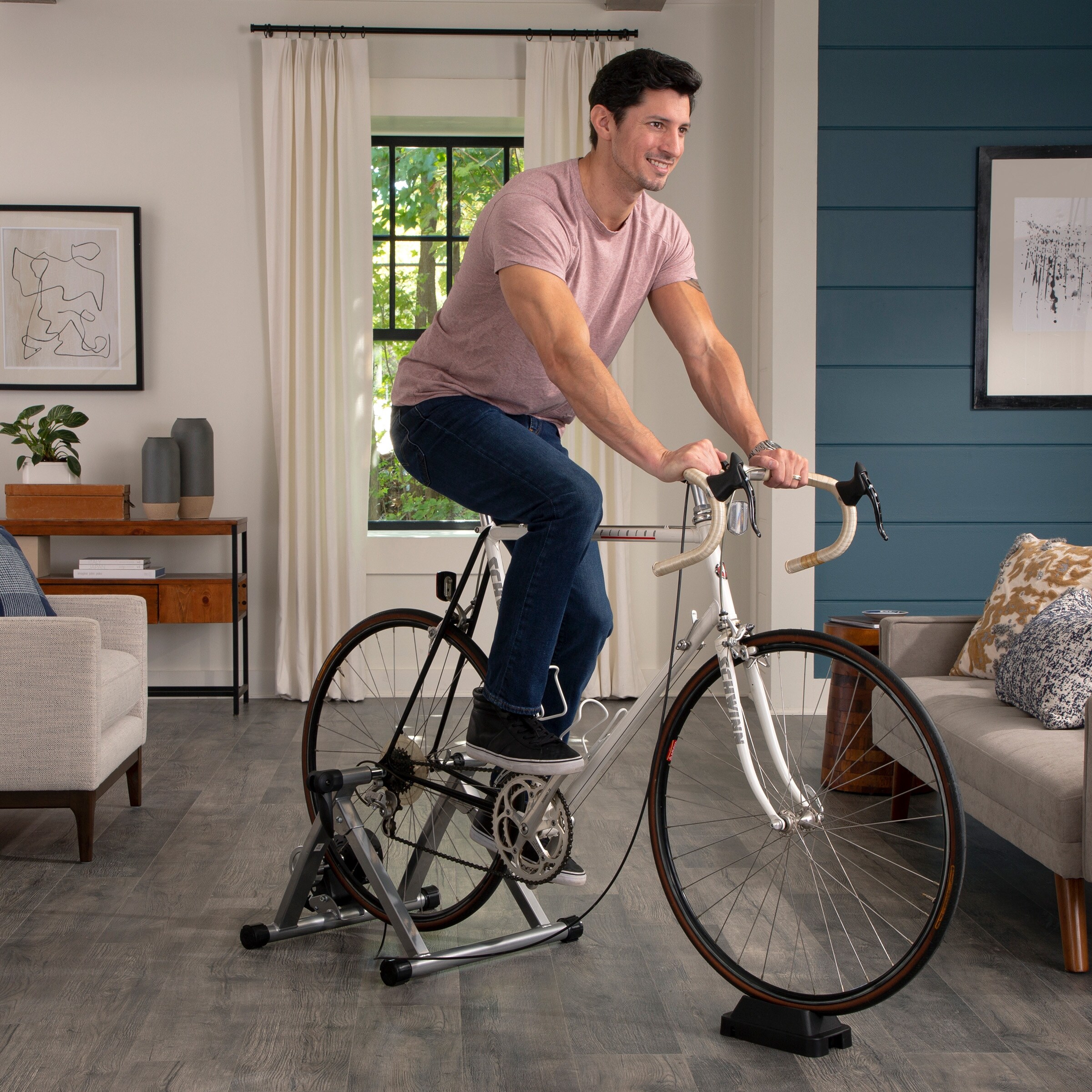 Indoor Bike Trainer Convert Mountain Road or Beach Bicycle Stationary Exercise Bike Indoor Riding by Bike Lane Silver On Sale Bed Bath Beyond 39375671