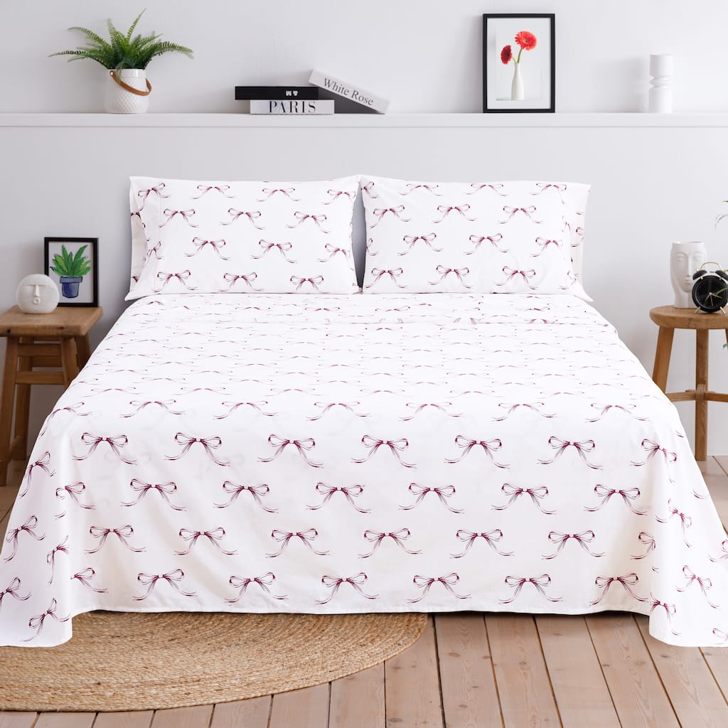 Gentle Ribbons Cotton Sheet Set Rose