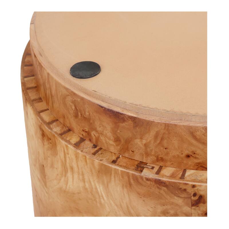 NPD Furniture Arsenio Burl Wood Round Coffee Table or Side/End Table