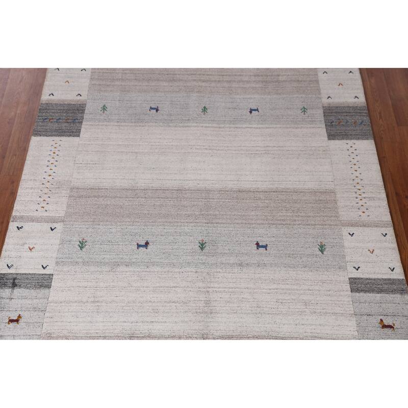 Bege Tribal Gabbeh Indian Area Rug Handmade Wool Carpet - 5'3" x 7'7"