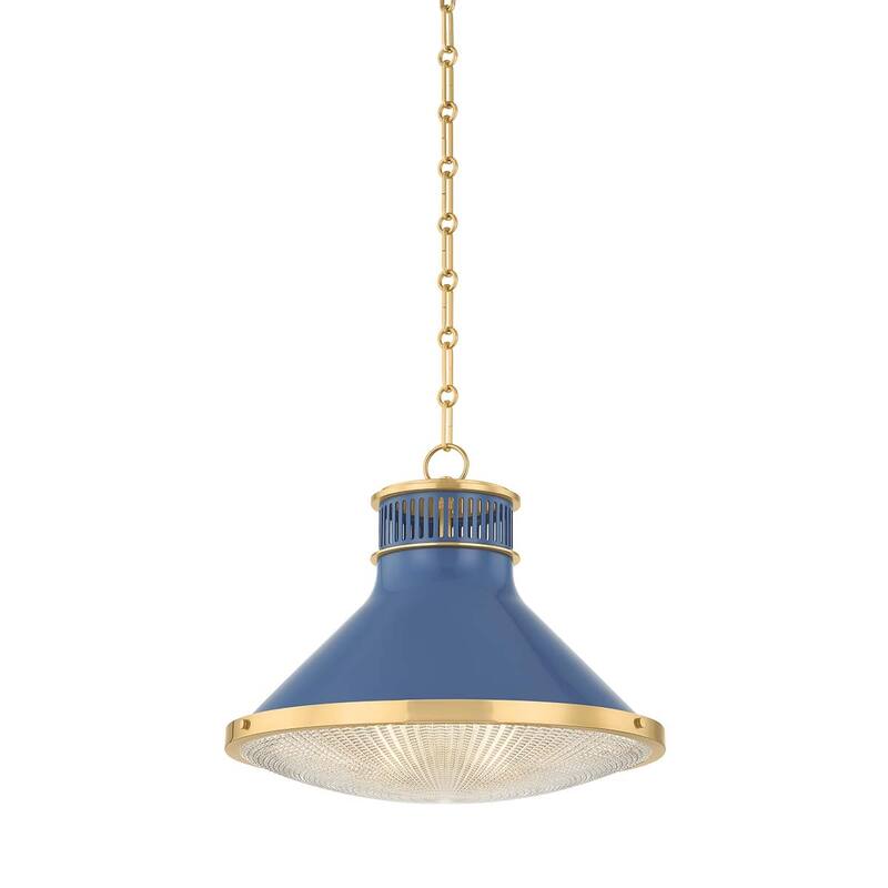 Hudson Valley Lighting MDS2405 Highclere 18" Wide Pendant - Aged Brass / Soft French Blue