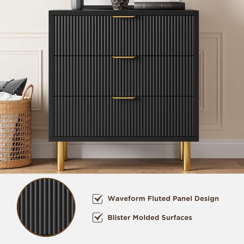 IDEALHOUSE Black 3 Drawer Dresser