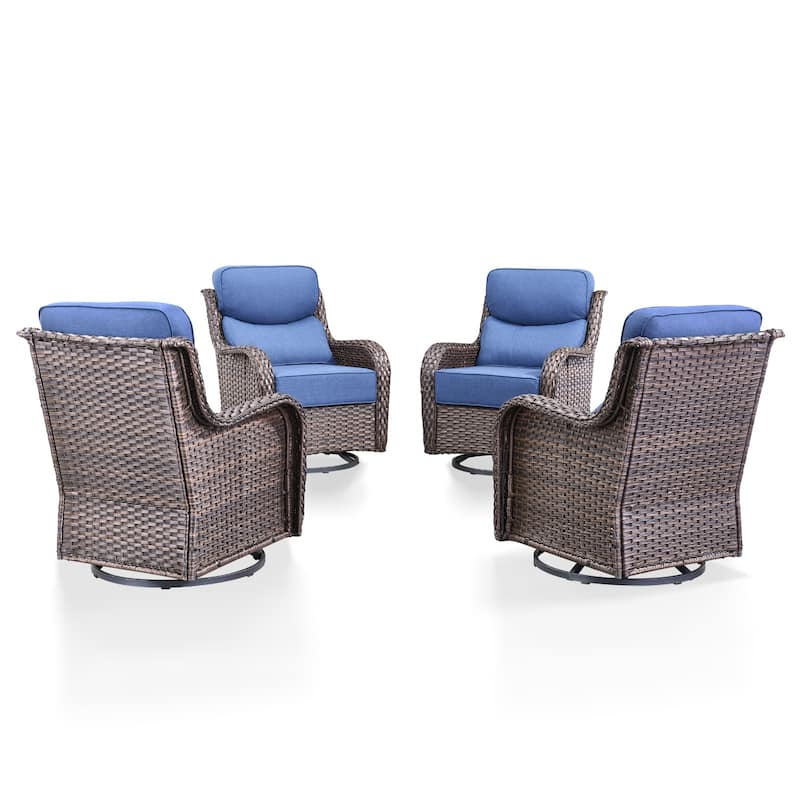 Arcadia Wicker Patio Swivel Glider Chairs with 6-Inch Cushions (4-Pack)