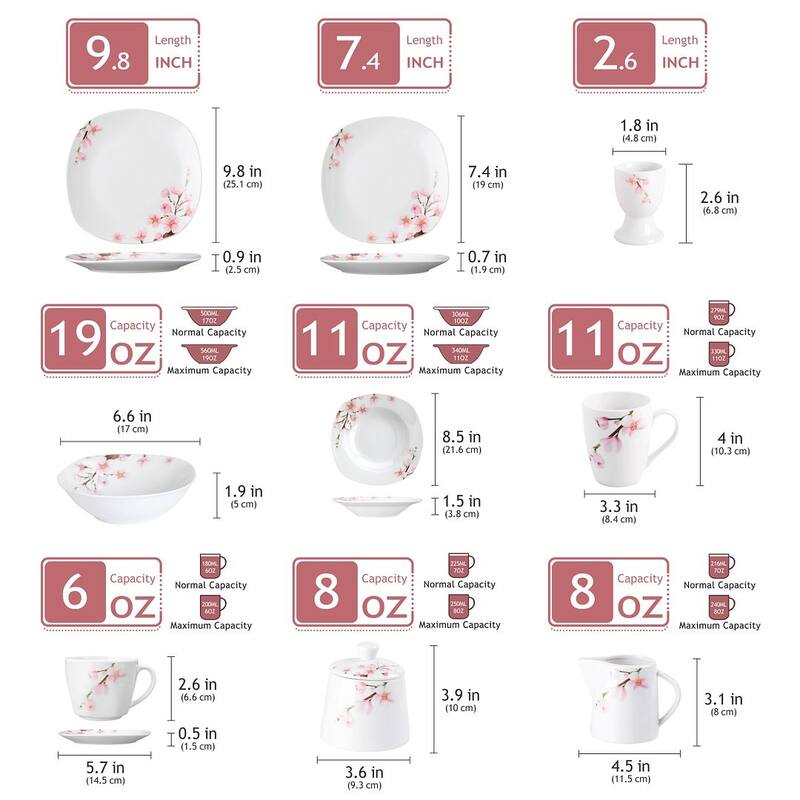 VEWEET 100-Piece White Porcelain Dinnerware Set (Serves for 12)