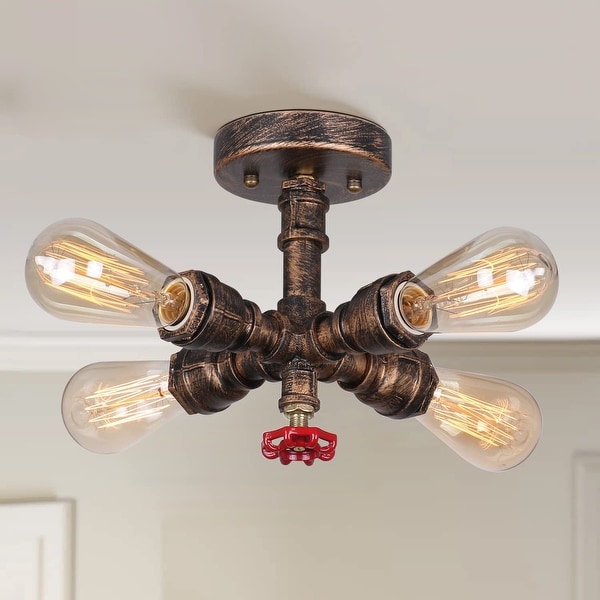 Traditional Rustic Copper Metal Sputnik Hallway Ceiling Light Fixture