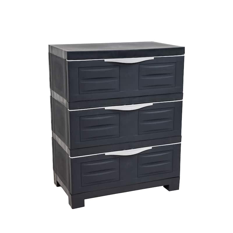 Sunnydaze 3-Tier Plastic Storage Drawers - Charcoal