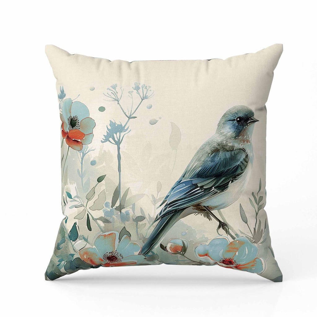 Tranquil Thicket Indoor/Outdoor Reversible Throw Pillow Beige and Teal