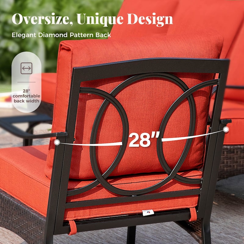 MAISON ARTS 4-Piece Rattan Wicker Patio Furniture Set with Swivel Chairs, Metal Frame & Coffee Table for Outdoor Spaces