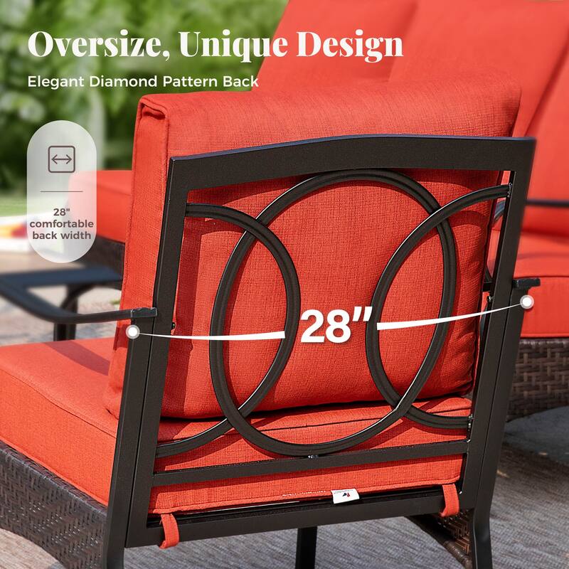 MAISON ARTS 4-Piece Rattan Wicker Patio Furniture Set with Swivel Chairs, Metal Frame & Coffee Table for Outdoor Spaces