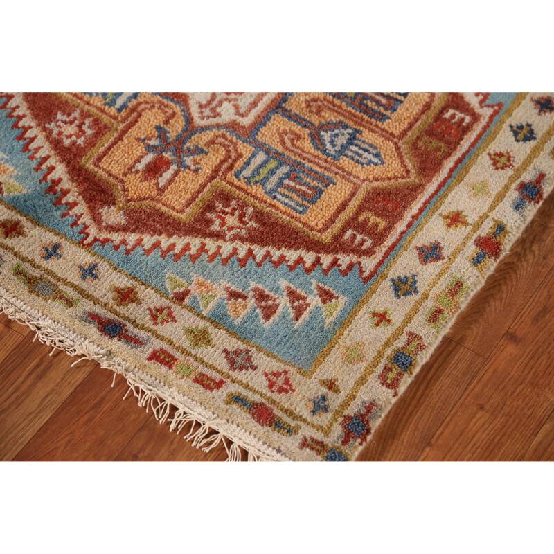 Geometric Heriz Serapi Style Runner Rug Handmade Wool Carpet - 2'6" x 7'9"