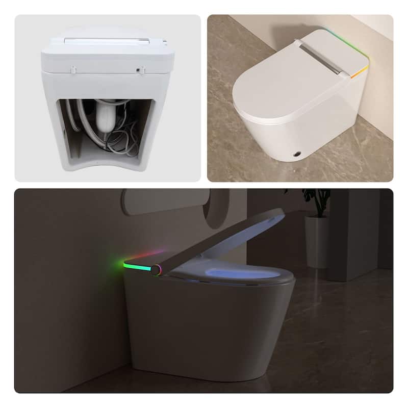 1-Piece 1.28 GPF Auto Single Flush Elongated Bidet Toilet Smart Toilet in White