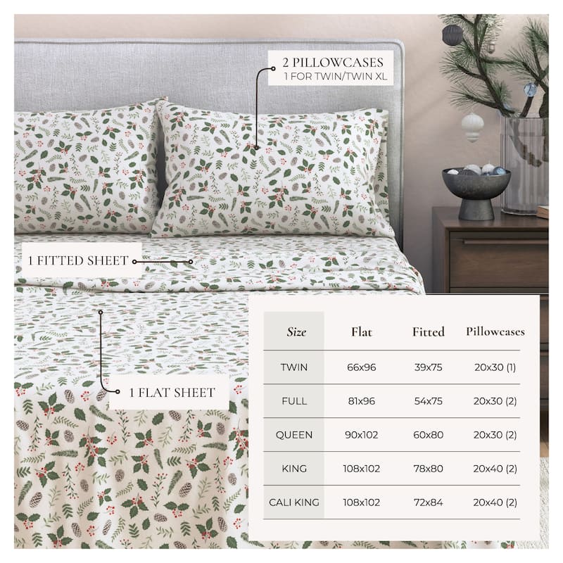 Linery & Co. Christmas Turkish Cotton Double-Brushed Flannel Bed Sheet Set