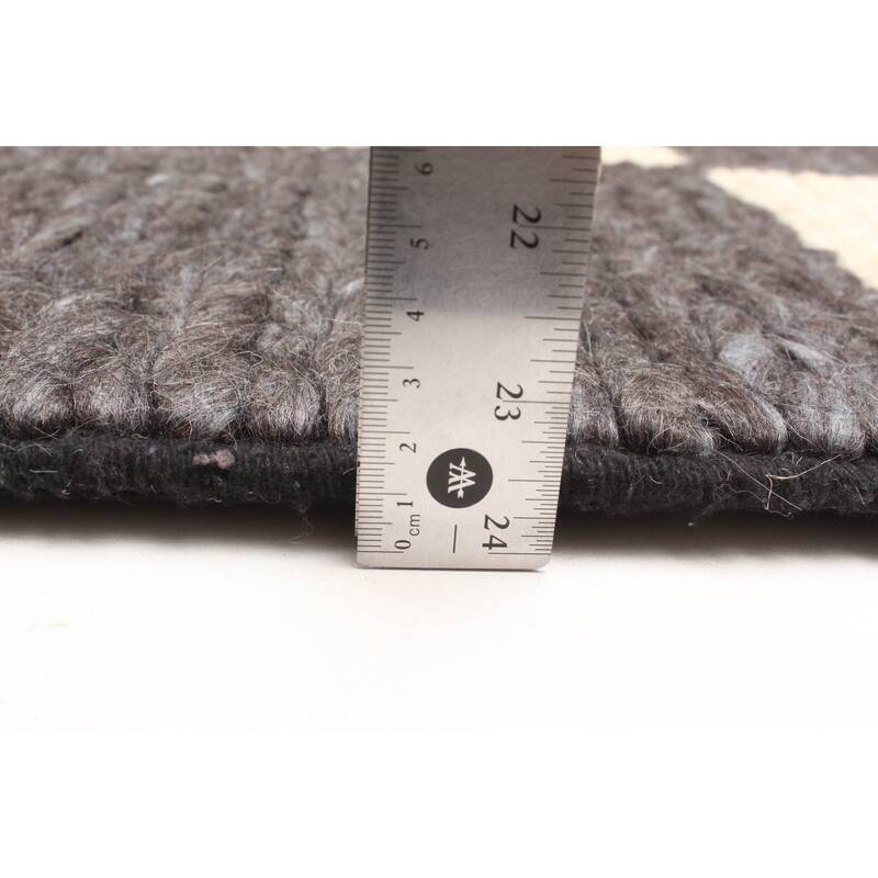 ECARPETGALLERY Braid weave Sienna Black, Cream Wool Rug - 4'11 x 8'1