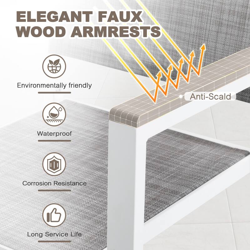 Patio 2-Piece Dining Chairs, Outdoor Textilene Stackable Chairs, Gray