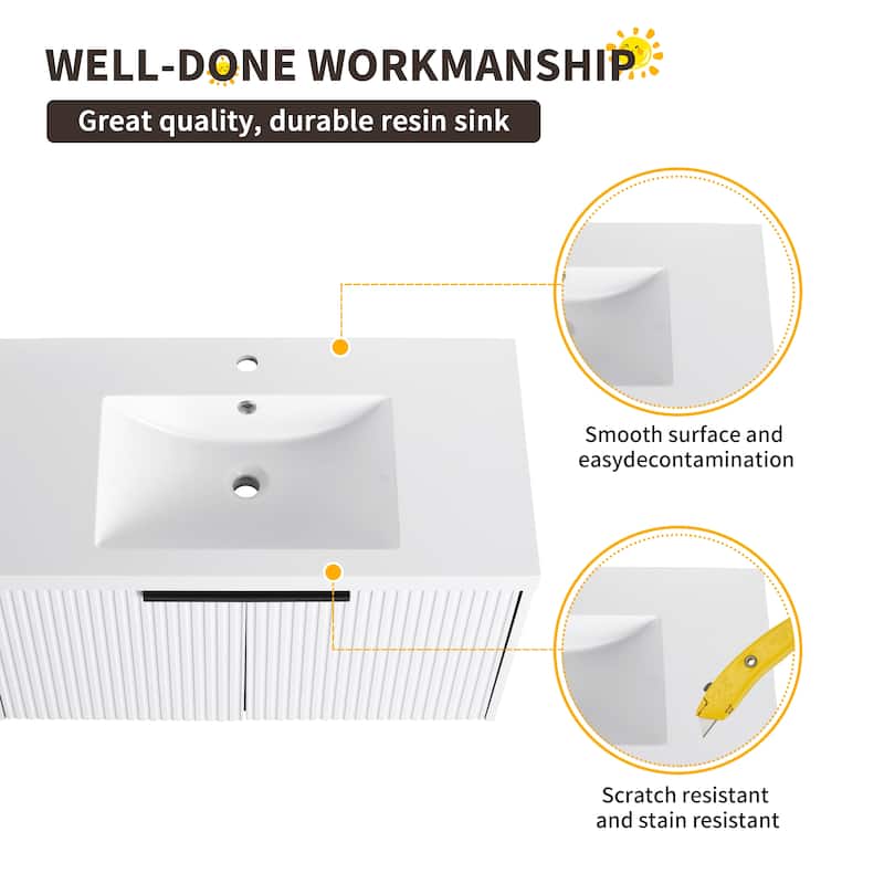 Beingnext 36"/48" Bathroom Vanity with Sink, Floating Bathroom Vanity with Soft Close Door