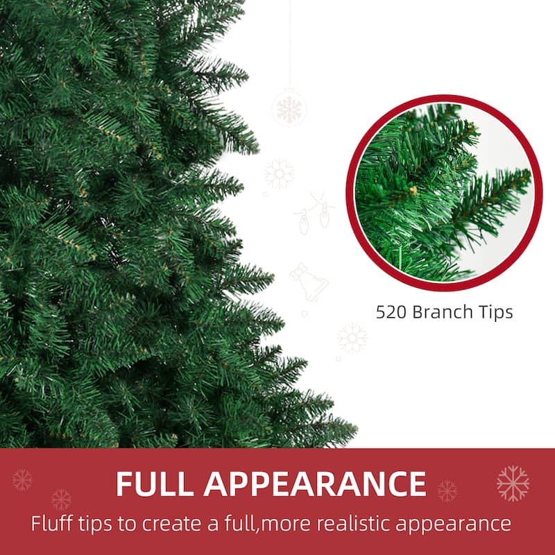HOMCOM 7ft Half Artificial Christmas Tree Holiday Décor with 520 Branches, Auto Open, Steel Base, Green - 6.89 ft
