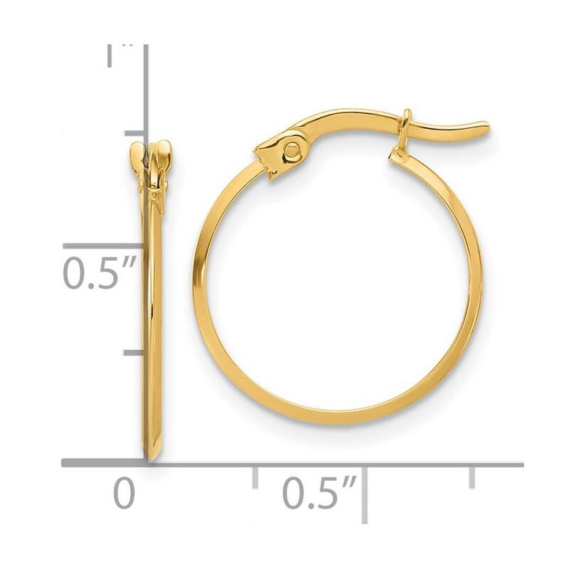 Curata 14k Yellow Gold Polished Knife Edge Hoop Earrings - 18.5x16.7mm