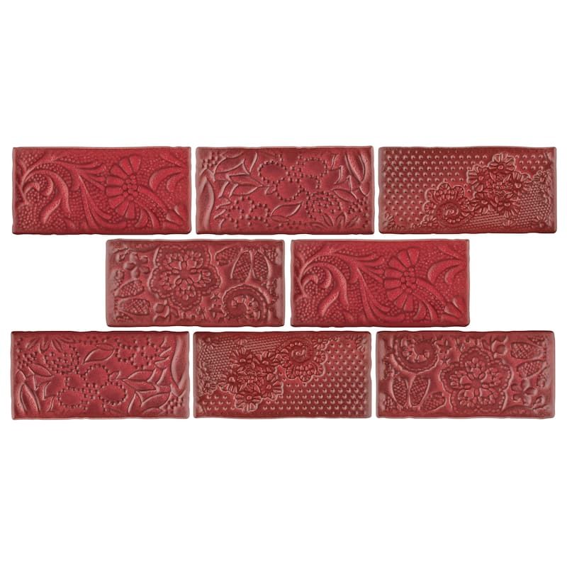 Merola Tile Antic Feelings Red Moon 3" x 6" Ceramic Wall Tile