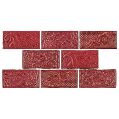 Merola Tile Antic Feelings Red Moon 3" x 6" Ceramic Wall Tile