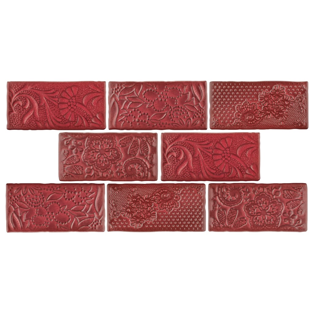 Merola Tile Antic Feelings Red Moon 3" x 6" Ceramic Wall Tile